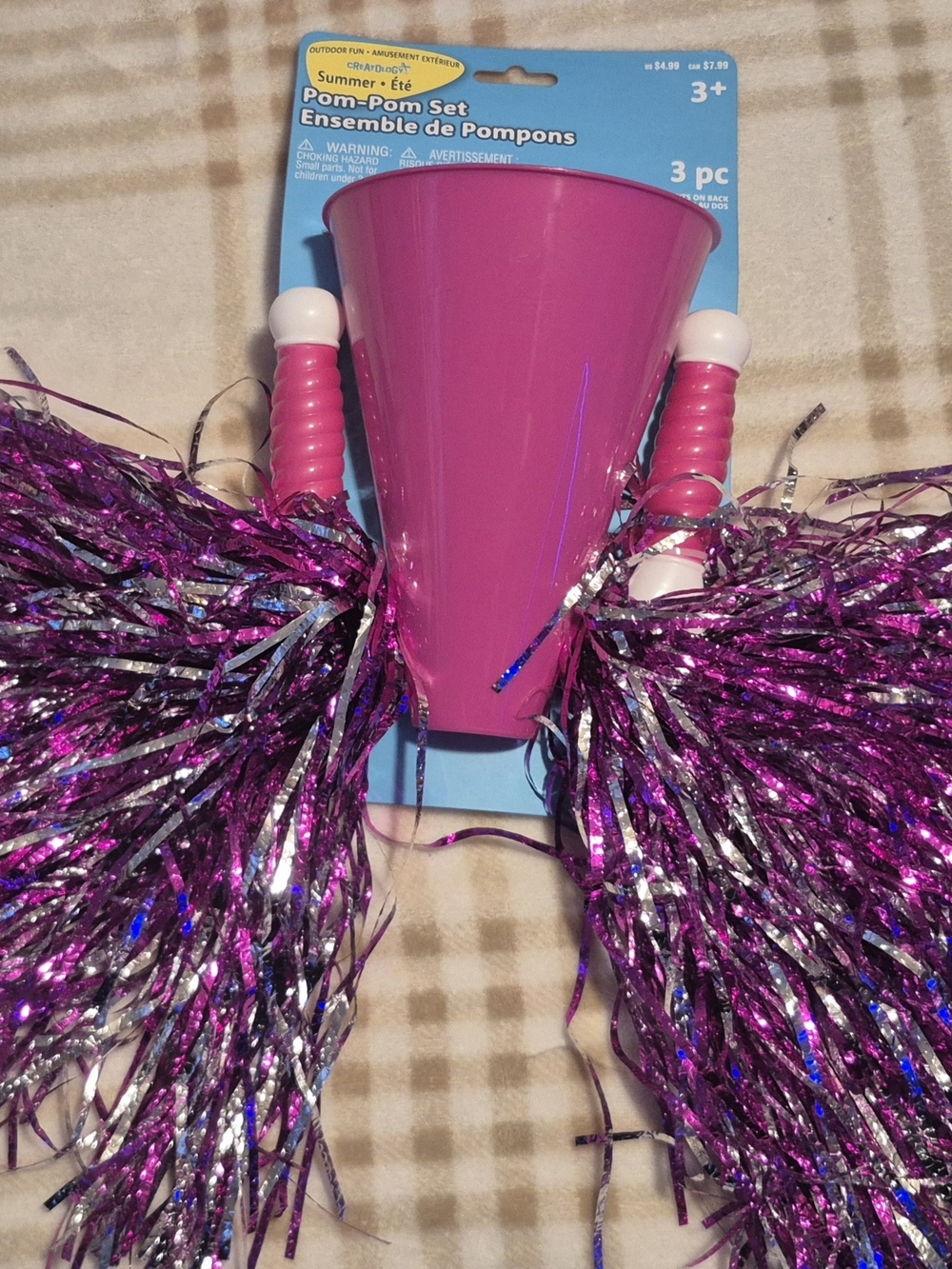 Pink Pom-Pom Cheer Set with Handheld Megaphone